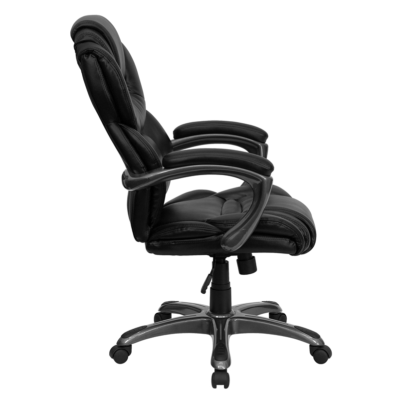 Pemberly Row High Back Office Chair with Leather Padded Loop Arms