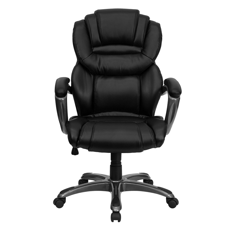 Pemberly Row High Back Office Chair with Leather Padded Loop Arms