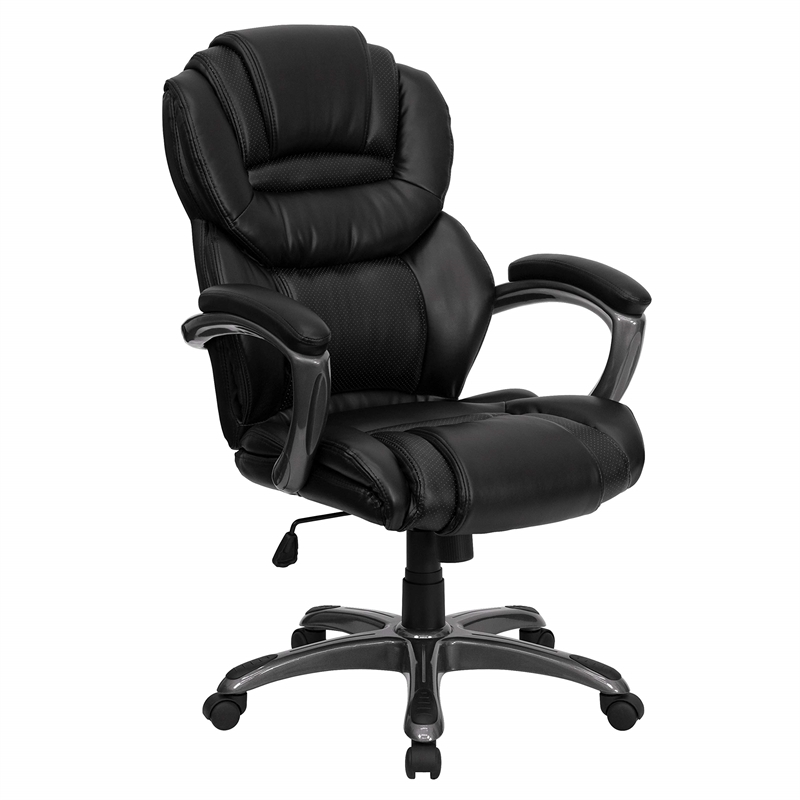 Pemberly Row High Back Office Chair with Leather Padded Loop Arms