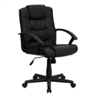 Pemberly Row Contemporary Mid Back Black Leather Office Chair