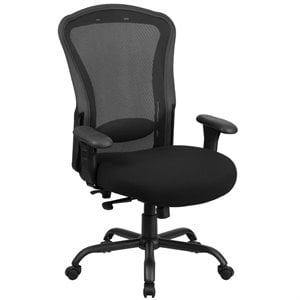 Pemberly Row Contemporary Big and Tall Fabric Swivel Chair in Black