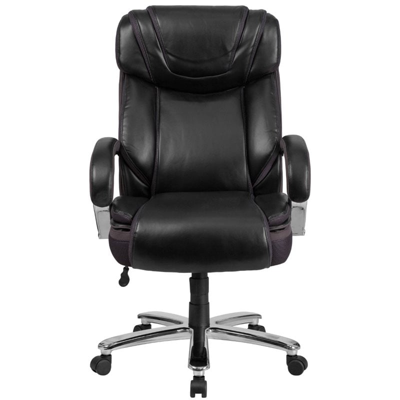 Pemberly Row Contemporary Big and Tall Leather Office Chair In Black