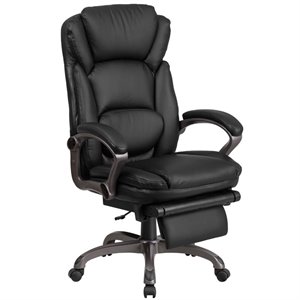 Pemberly Row Contemporary Leather Reclining Office Chair in Black