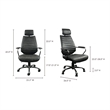 Pemberly Row Leather and Iron Executive Swivel Office Chair in Onyx Black