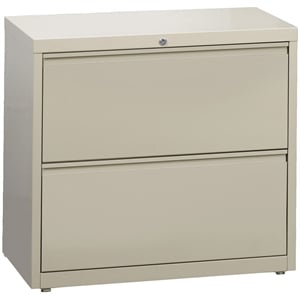 Pemberly Row 36&quot Modern 2-Drawer Metal Lateral Filing Cabinet in Beige