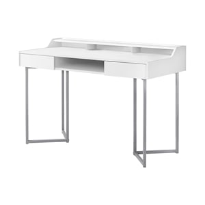 Pemberly Row Computer Desk Home Office Laptop Storage Drawers 48&quotL - Metal White