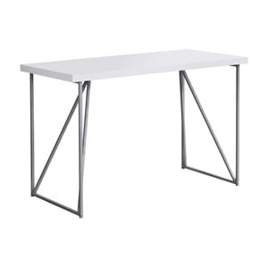 Pemberly Row Computer Desk Home Office Laptop Work Metal Laminate White Gray
