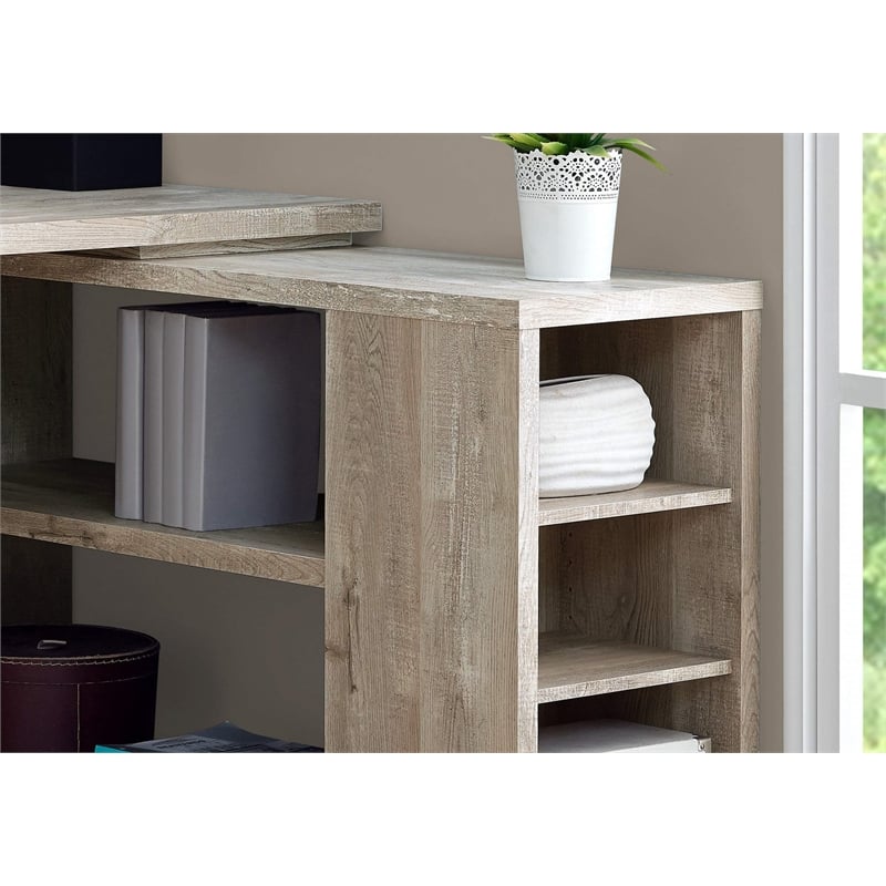 Pemberly Row Computer Desk Home Office Corner L Shape Work Laptop Laminate Beige