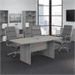 Pemberly Row Conference Table with Wood Base in Platinum Gray - Engineered Wood