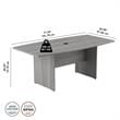 Pemberly Row Conference Table with Wood Base in Platinum Gray - Engineered Wood