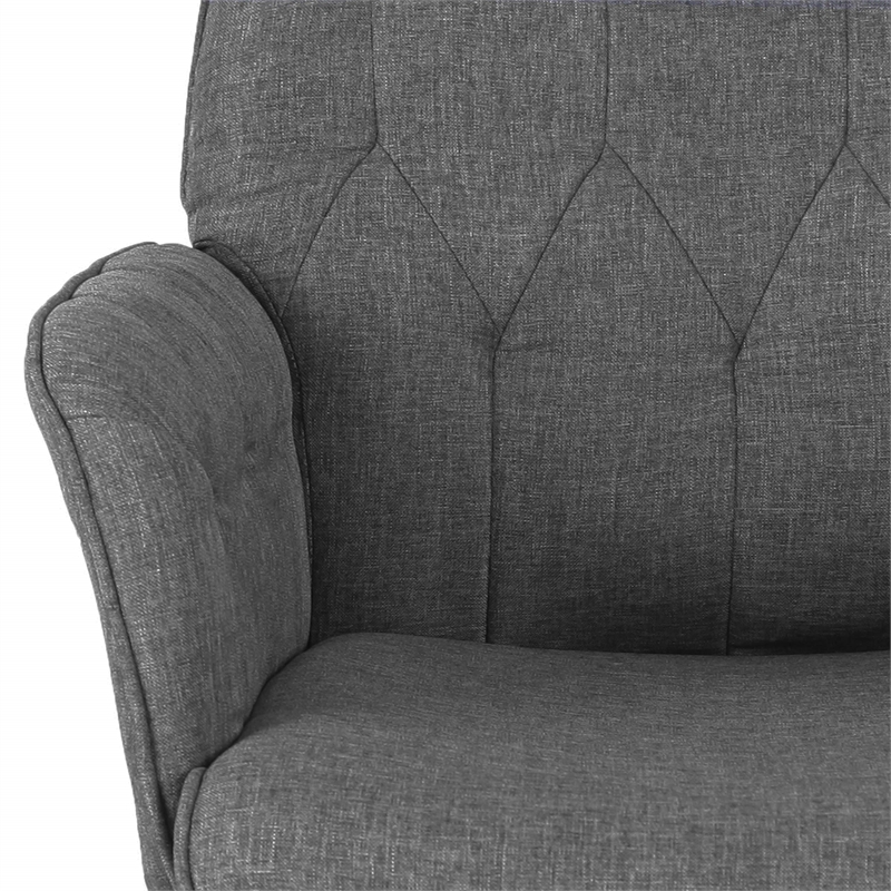 Pemberly Row Modern Fabric Upholstered Tufted Office Chair with Arms in Gray
