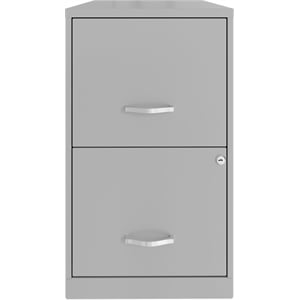 Pemberly Row Contemporary 18in 2 Drawer Metal Filing Cabinet Arctic Silver