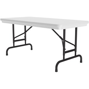 Pemberly Row 22-32&quot Adjustable Plastic & Steel Folding Table in Gray Granite