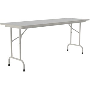 Pemberly Row 24&quotW x 96&quotD Steel Metal & Wood Folding Table in Gray Granite