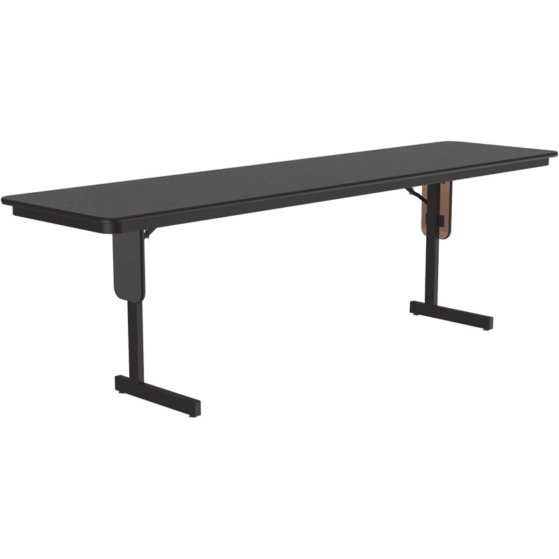 Pemberly Row High Pressure Metal & Wood Folding Seminar Table in Black Granite