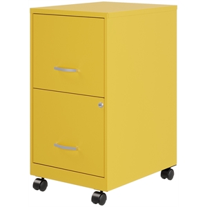 Pemberly Row 18&quot 2-Drawer Yellow/Goldfinch Mobile Metal Vertical Filing Cabinet