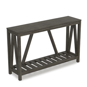 Pemberly Row Contemporary 52&quotL 1-Shelf Console Table in Dark Gray