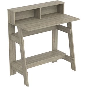 Pemberly Row Contemporary 31.5&quotL Computer Desk 2-Shelves in Dark Taupe