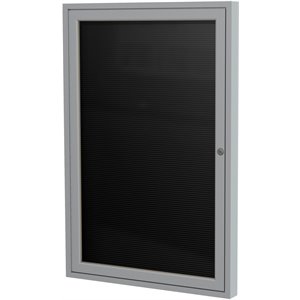 Pemberly Row Vinyl 36&quot x 24&quot 1 Door Enclosed Flannel Letterboard in Black