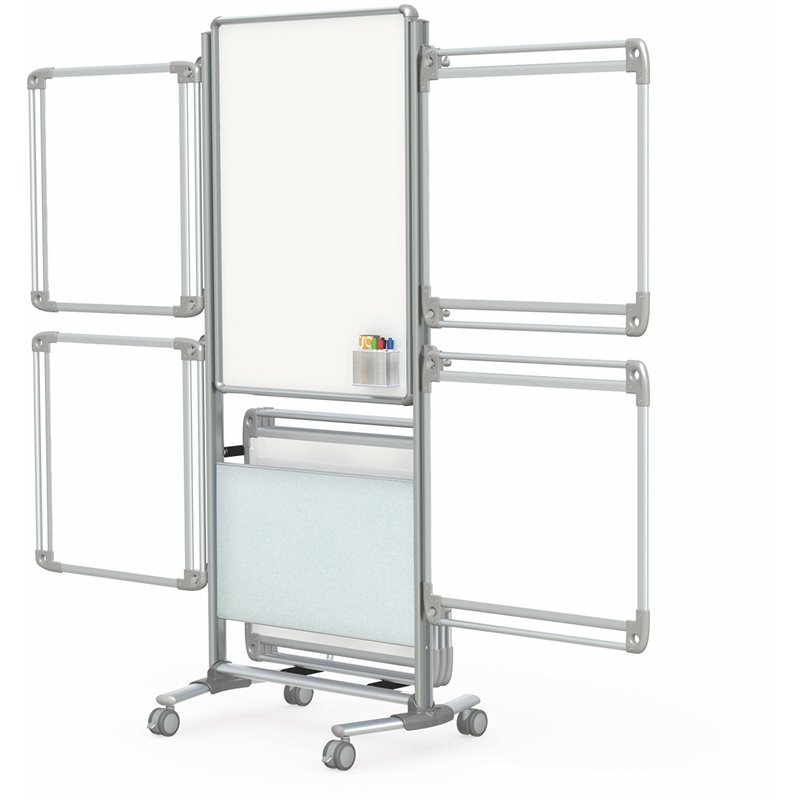 Pemberly Row Ceramic Easel Plus with 4 Tablet Whiteboards in White
