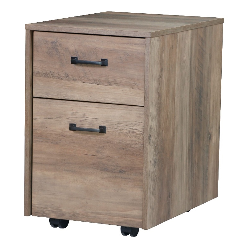 Pemberly Row Contemporary Rustic Oak Finish Mobile File Cabinet