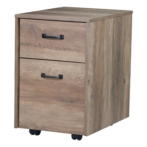 Pemberly Row Contemporary Rustic Oak Finish Mobile File Cabinet