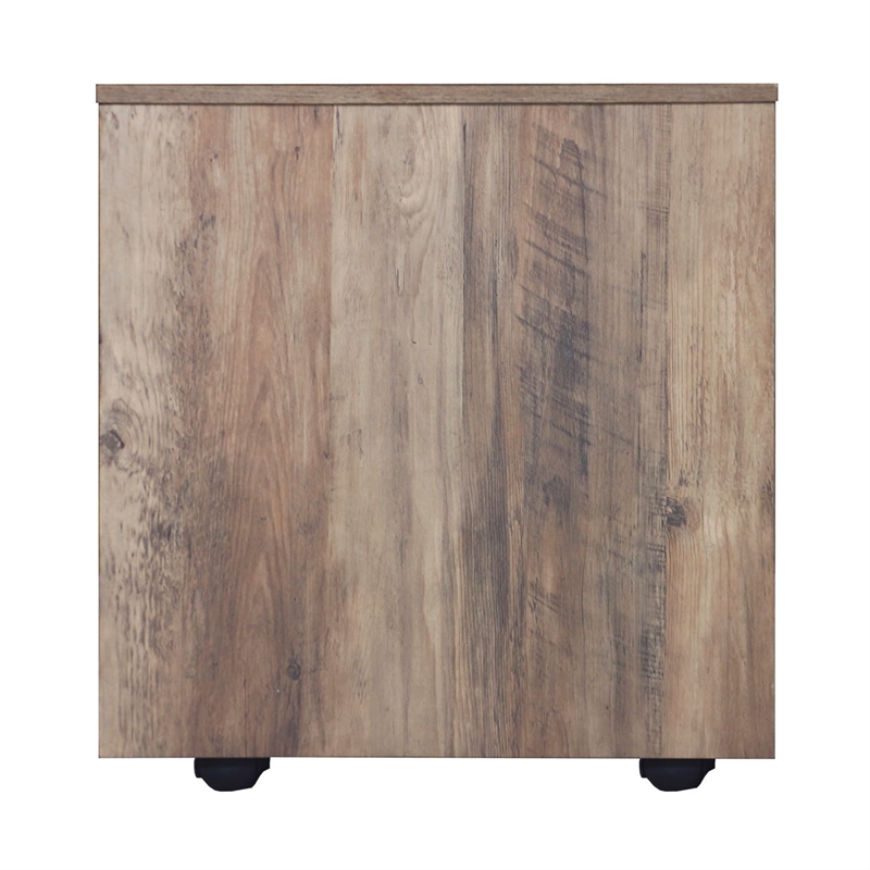 Pemberly Row Contemporary Rustic Oak Finish Mobile File Cabinet