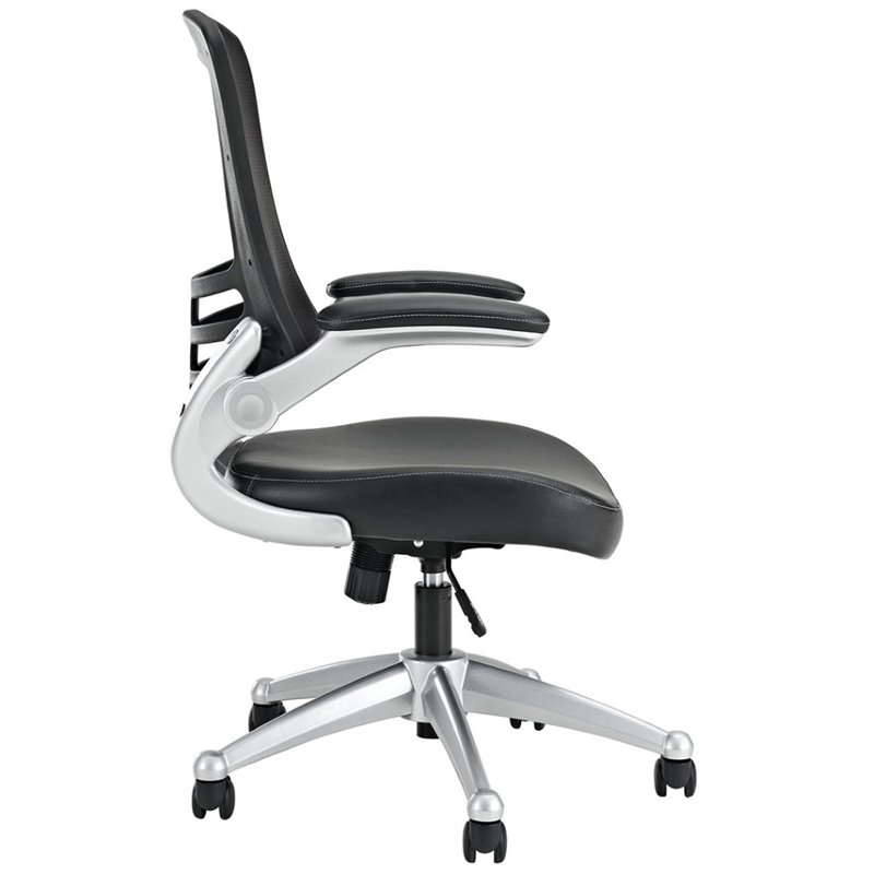 Pemberly Row Modern Style Vinyl Office Chair in Black Finish