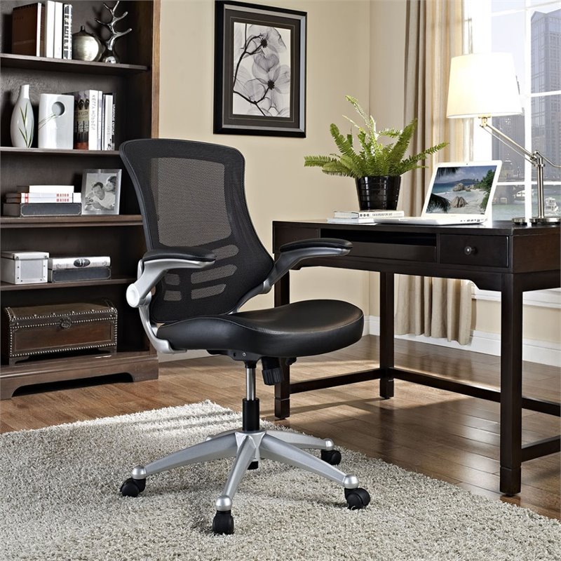 Pemberly Row Modern Style Vinyl Office Chair in Black Finish