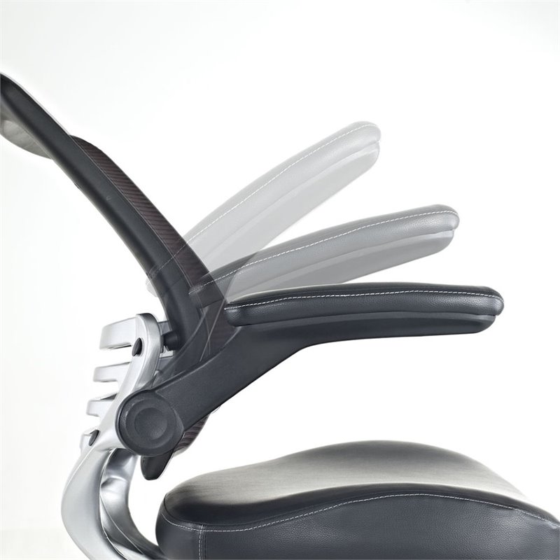 Pemberly Row Modern Style Leatherette Office Chair - Black Finish