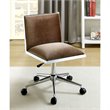 Pemberly Row Contemporary Fabric Ergonomic Armless Office Chair in Brown