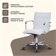 Pemberly Row Modern Leather Adjustable Swivel Office Chair in White