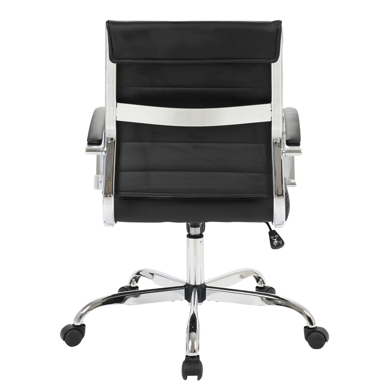 Pemberly Row Modern Adjustable Leather Office Chair in Black