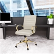 Pemberly Row Modern Adjustable Leather Office Chair in Tan Finish