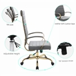 Pemberly Row High-Back Leather Office Chair With Gold Frame in Gray