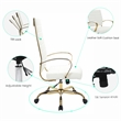 Pemberly Row High-Back Leather Office Chair With Gold Frame in White
