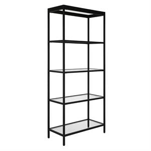 Pemberly Row Contemporary 30&quot Blackened Bronze Metal/Glass Bookcase
