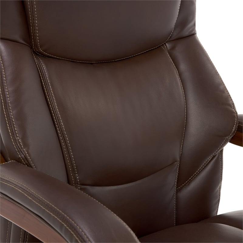 Pemberly Row Upholstered Faux Leather Executive Office Chair in Chestnut Brown