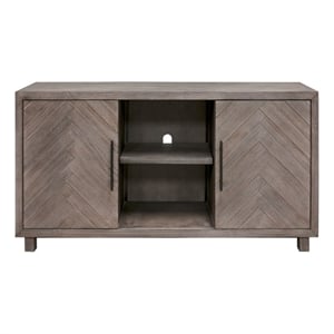 Pemberly Row TV Console Entertainment Stand Wood Accent Cabinet Assembled Gray