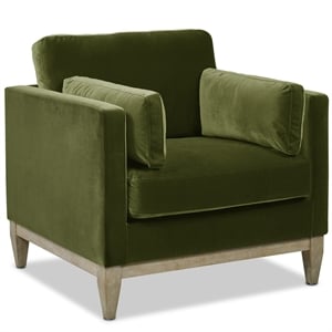 Pemberly Row Contemporary 36&quot Farmhouse Arm Chair Olive Green