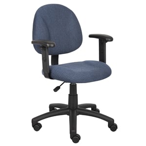 Pemberly Row Deluxe Fabric Posture Office Chair with Adjustable Arms in Blue