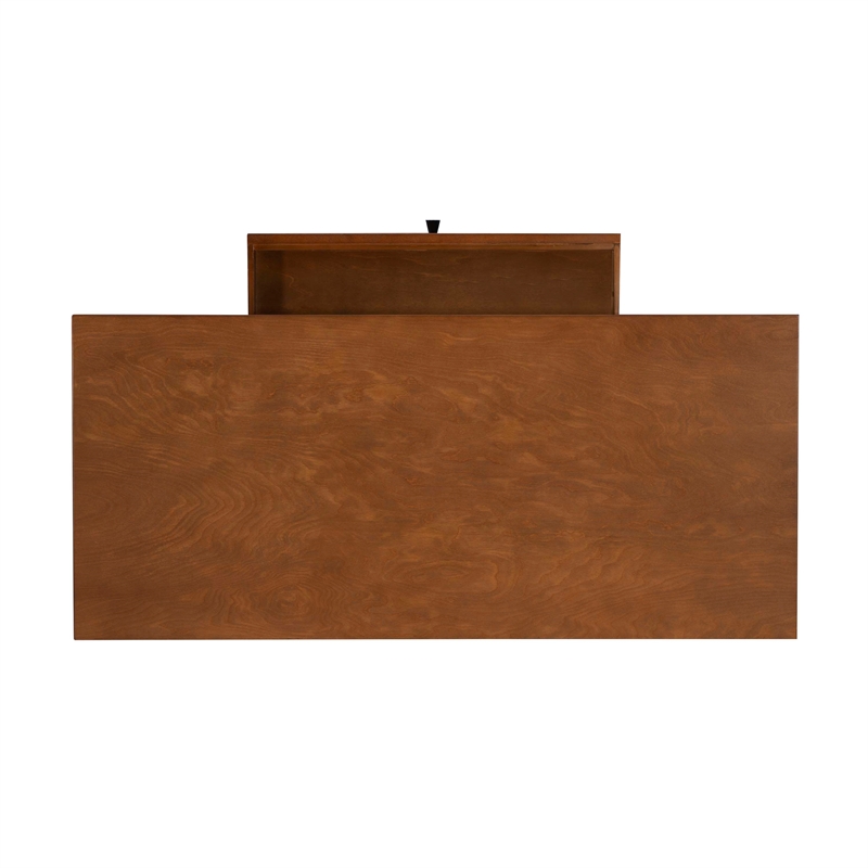 Pemberly Row 1-Drawer Mid-Century Wood Desk w/ Rounded Legs in Warm Walnut