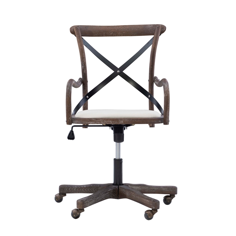 Pemberly Row Contemporary Adjustable Swivel Cafe Office Chair in Brown