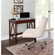 Pemberly Row Contemporary Wood Upholstered Office Chair in Natural Beige