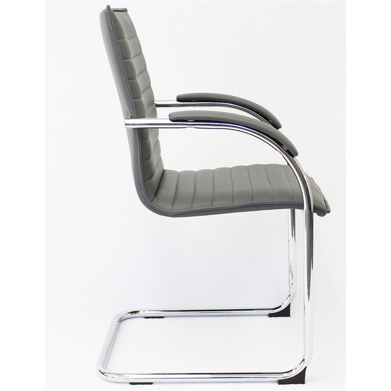 Pemberly Row Contemporary Faux Leather Office Chair in Gray (Set of 2)