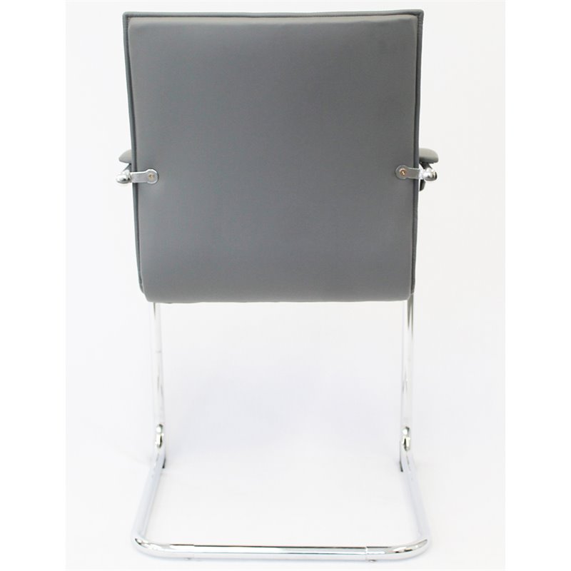 Pemberly Row Contemporary Faux Leather Office Chair in Gray (Set of 2)