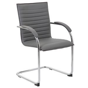Pemberly Row Contemporary Faux Leather Office Chair in Gray (Set of 2)