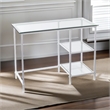 Pemberly Row Contemporary Glass Top Metal Student Desk in White
