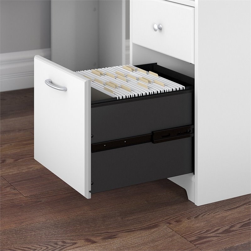 Pemberly Row Contemporary 60W L Shaped Computer Desk with Hutch in White
