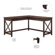 Pemberly Row L Shaped Contemporary Engineered Wood Desk in Cherry